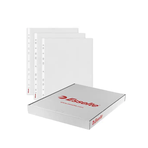 Fundas multitaladro A4 80 µ Esselte. Caja 100
