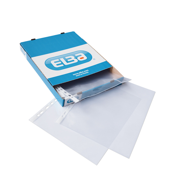 Fundas multitaladro cristal A4 Elba. Caja 100