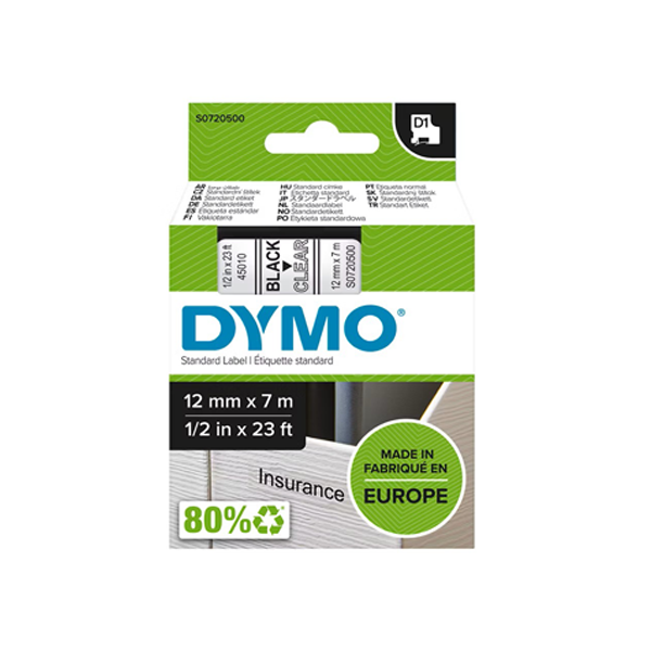 Cinta Dymo Standard D1 12 mm x 7 m Negro/Color