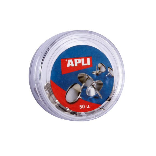 Chinchetas niqueladas Apli 10 mm. Caja 50 u.