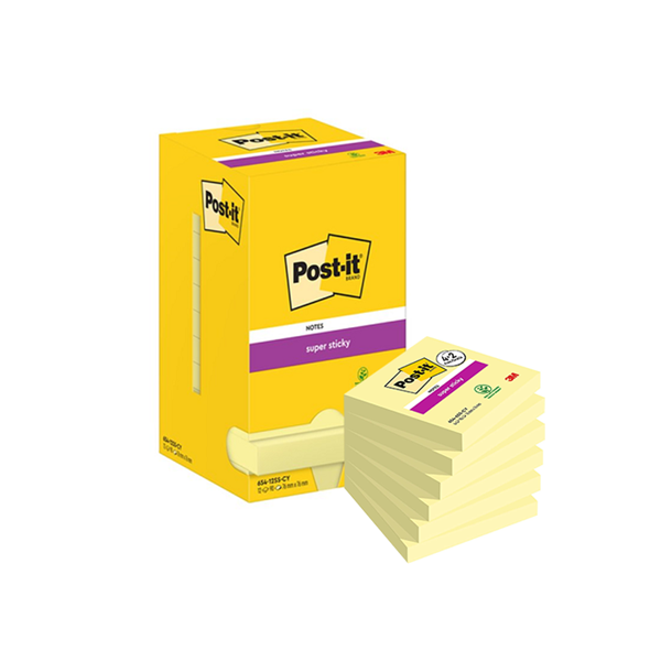 Post-It súper sticky 76x76. Pack 12 tacos