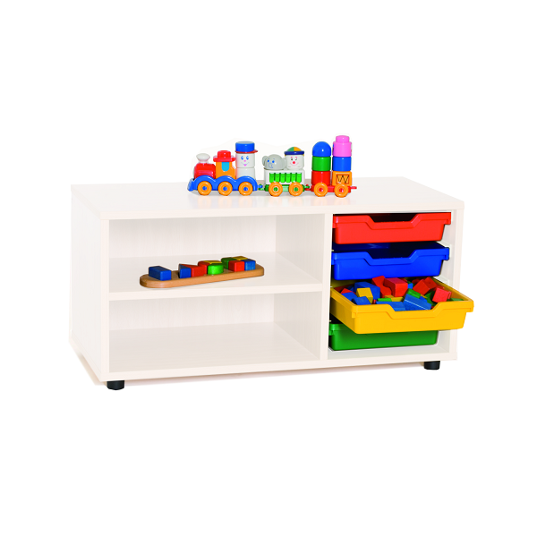 Mueble super-bajo 2 est. y cubetas blanco