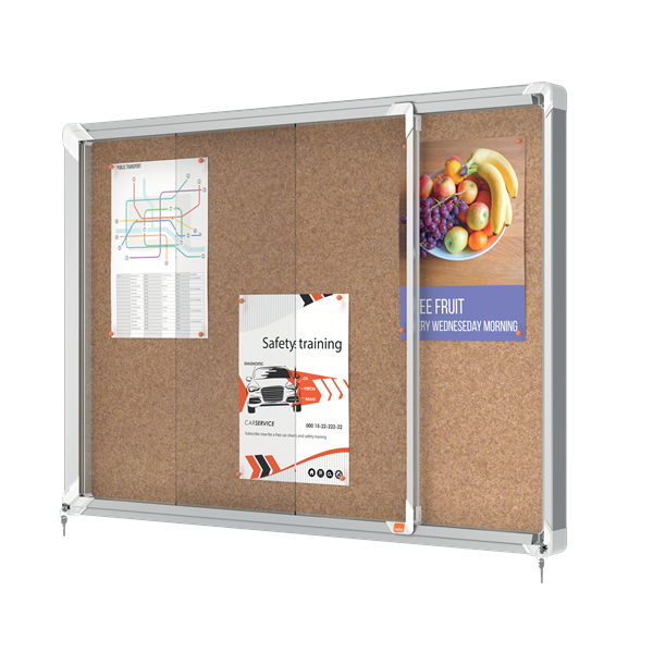 Vitrina interior puerta corredera superficie corcho Nobo