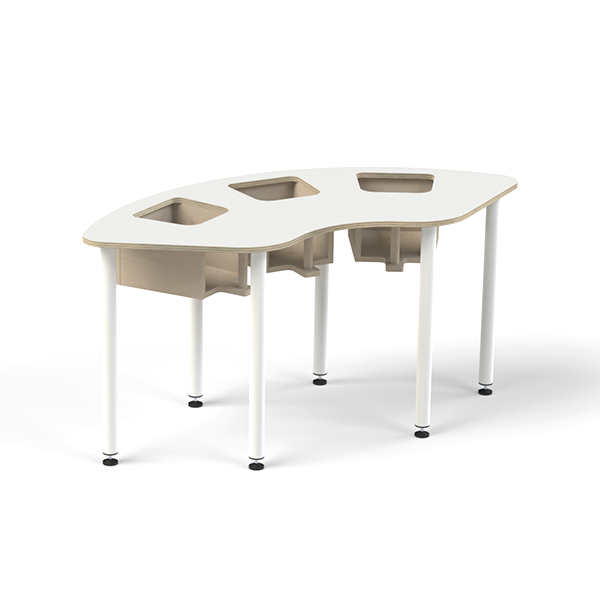 Mesa trona 3 puestos MDF Blanco o Haya