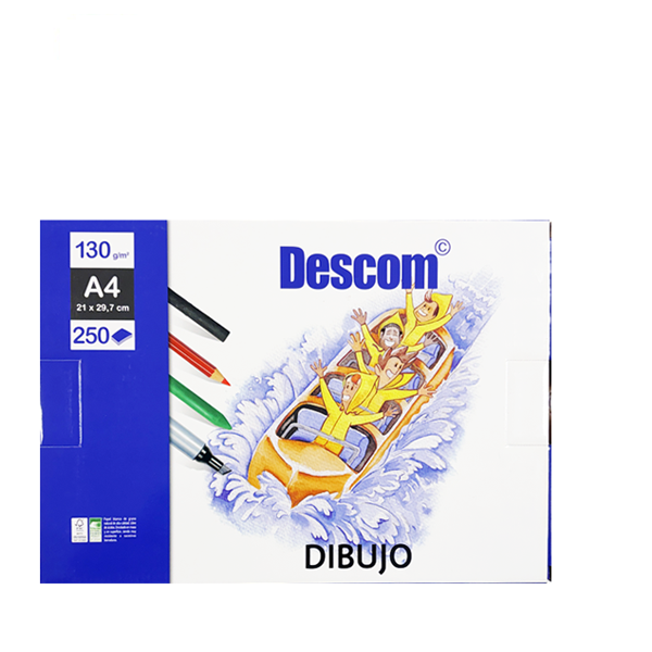 Láminas A4 liso 130 g Descom. Caja 250