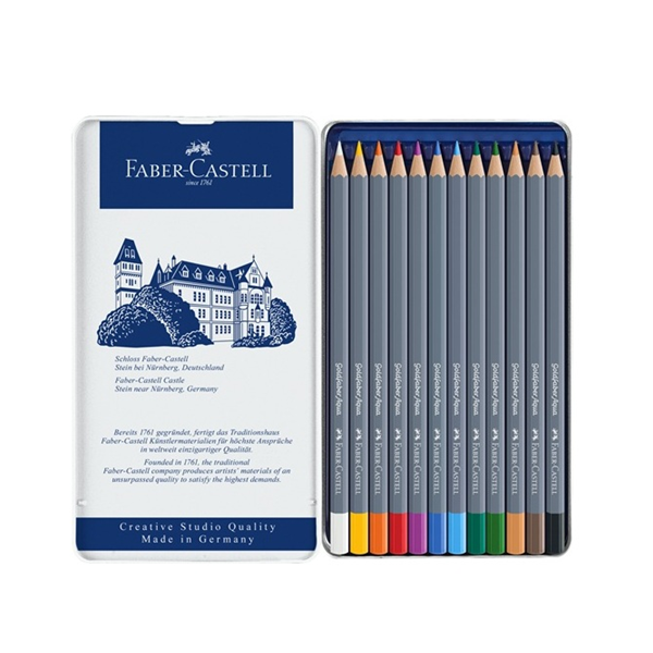 Lápices acuarelables Goldfaber Aqua. Estuche metal Caja 12