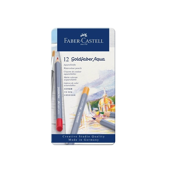 Lápices acuarelables Goldfaber Aqua. Estuche metal Caja 12