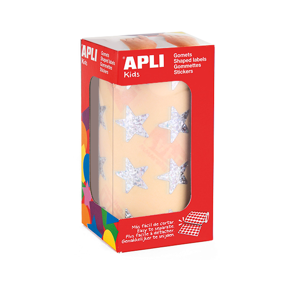 Rollo gomets Apli estrellas holográf. 19,5 mm.