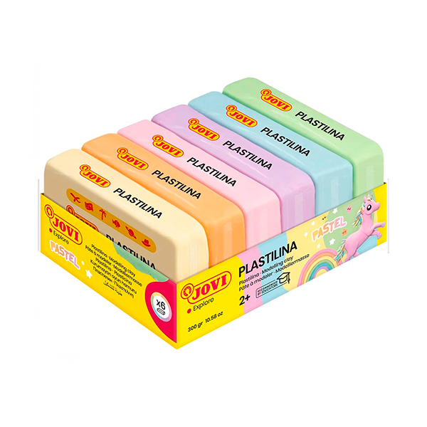 Plastilina Jovi colores pasteles 50 g. Caja 6 u.