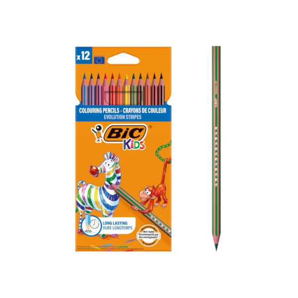 Lápiz color Bic evo. Stripes 12 u.