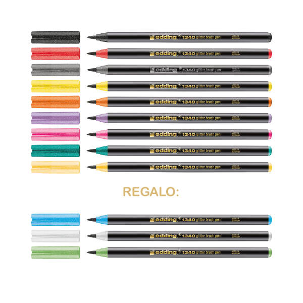 Estuche 15+6 gratis edding 1200 y 1340 glitter