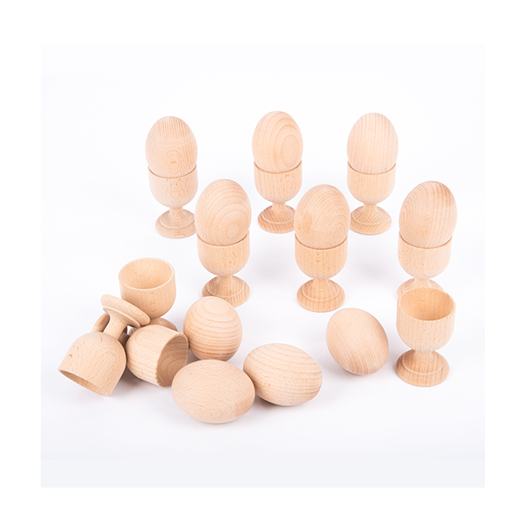 Conjunto 10 huevos madera 65 mm
