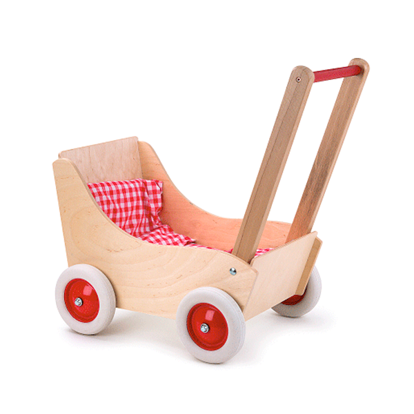 Cochecito madera con textil Vichy