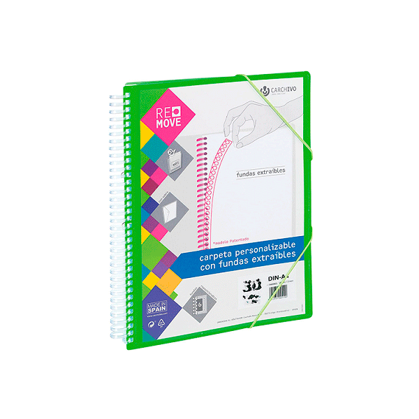 Carpeta multif. espiral A4 Remove 30 h. Verde Fluor