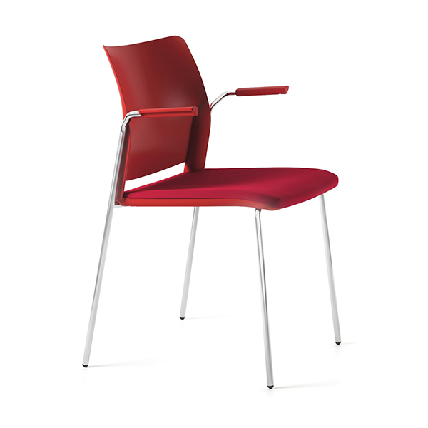 Silla Alpha 605 patas crom. resp. plást. asiento tapiz. Rojo