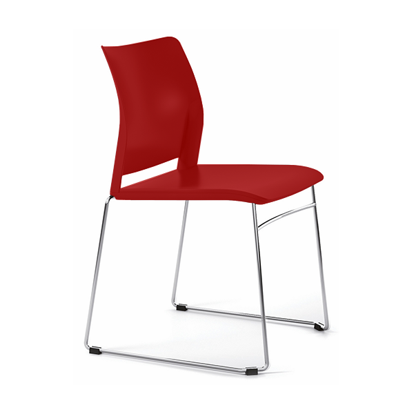 Silla Alpha 601 plást. patas cromadas asiento Rojo