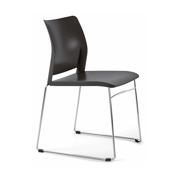 Silla Alpha 601 plást. patas cromadas asiento Negro