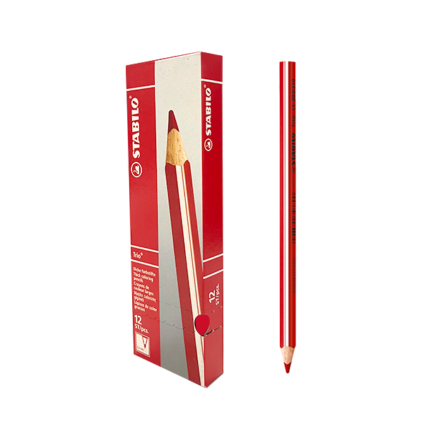 Lápiz color. Stabilo Trio Thick Rojo. Caja 12 u.