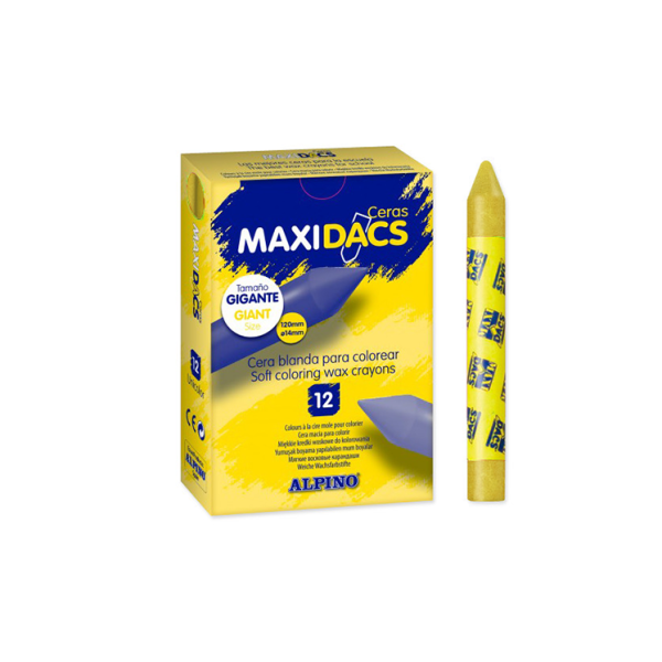 Caja 12 ceras Maxidacs Amarillo