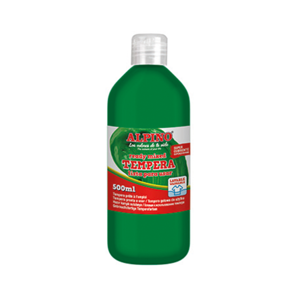 Témpera superlavable Alpino 500 ml. Verde Osc.