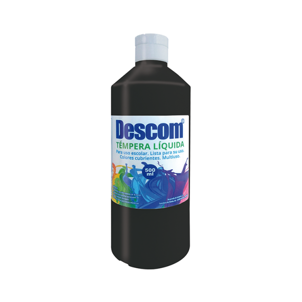 Témpera líquida Descom 500 ml. Negro